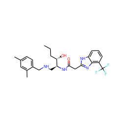 CCC[C@H](O)[C@H](CNCc1ccc(C)cc1C)NC(=O)Cc1nc2c(C(F)(F)F)cccc2[nH]1 ZINC000038310494