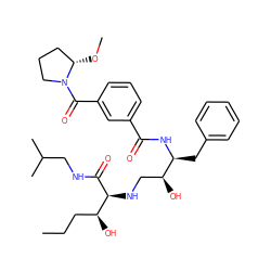 CCC[C@H](O)[C@H](NC[C@H](O)[C@H](Cc1ccccc1)NC(=O)c1cccc(C(=O)N2CCC[C@@H]2OC)c1)C(=O)NCC(C)C ZINC000473224147