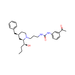 CCC[C@H](O)[C@H]1C[C@@H](Cc2ccccc2)CCN1CCCNC(=O)Nc1cccc(C(C)=O)c1 ZINC000013443669