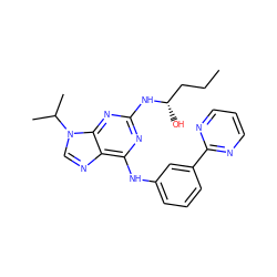 CCC[C@H](O)Nc1nc(Nc2cccc(-c3ncccn3)c2)c2ncn(C(C)C)c2n1 ZINC000103186690