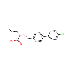 CCC[C@H](OCc1ccc(-c2ccc(Cl)cc2)cc1)C(=O)O ZINC000013671683