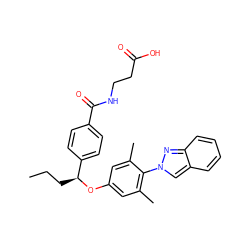 CCC[C@H](Oc1cc(C)c(-n2cc3ccccc3n2)c(C)c1)c1ccc(C(=O)NCCC(=O)O)cc1 ZINC000096170588