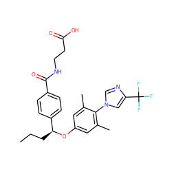 CCC[C@H](Oc1cc(C)c(-n2cnc(C(F)(F)F)c2)c(C)c1)c1ccc(C(=O)NCCC(=O)O)cc1 ZINC000096170538