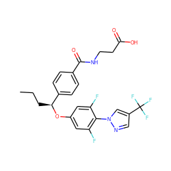 CCC[C@H](Oc1cc(F)c(-n2cc(C(F)(F)F)cn2)c(F)c1)c1ccc(C(=O)NCCC(=O)O)cc1 ZINC000096170582