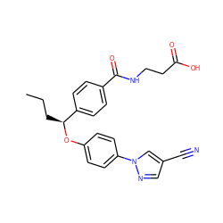 CCC[C@H](Oc1ccc(-n2cc(C#N)cn2)cc1)c1ccc(C(=O)NCCC(=O)O)cc1 ZINC000096269697