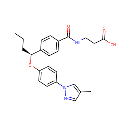 CCC[C@H](Oc1ccc(-n2cc(C)cn2)cc1)c1ccc(C(=O)NCCC(=O)O)cc1 ZINC000096269701