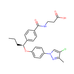 CCC[C@H](Oc1ccc(-n2cc(Cl)c(C)n2)cc1)c1ccc(C(=O)NCCC(=O)O)cc1 ZINC000096170466