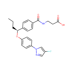 CCC[C@H](Oc1ccc(-n2cc(F)cn2)cc1)c1ccc(C(=O)NCCC(=O)O)cc1 ZINC000096170468