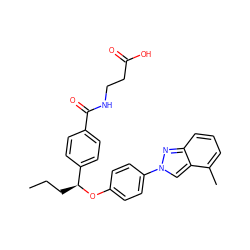 CCC[C@H](Oc1ccc(-n2cc3c(C)cccc3n2)cc1)c1ccc(C(=O)NCCC(=O)O)cc1 ZINC000096170518