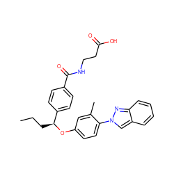 CCC[C@H](Oc1ccc(-n2cc3ccccc3n2)c(C)c1)c1ccc(C(=O)NCCC(=O)O)cc1 ZINC000096170496