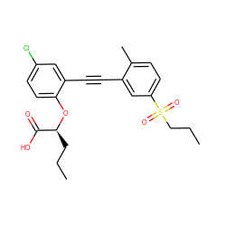 CCC[C@H](Oc1ccc(Cl)cc1C#Cc1cc(S(=O)(=O)CCC)ccc1C)C(=O)O ZINC000073196601