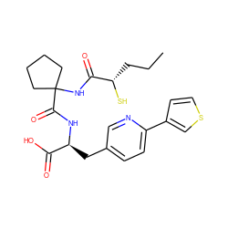 CCC[C@H](S)C(=O)NC1(C(=O)N[C@@H](Cc2ccc(-c3ccsc3)nc2)C(=O)O)CCCC1 ZINC000013859934