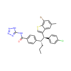 CCC[C@H](c1ccc(C(=O)Nc2nnn[nH]2)cc1)[C@H](c1ccc(Cl)cc1)c1csc2c(Br)cc(C)cc12 ZINC000115946668