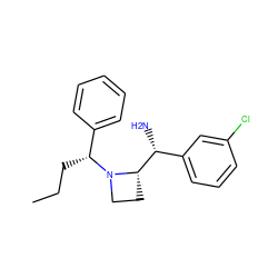 CCC[C@H](c1ccccc1)N1CC[C@H]1[C@H](N)c1cccc(Cl)c1 ZINC000022941611