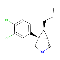 CCC[C@H]1[C@@H]2CNC[C@]12c1ccc(Cl)c(Cl)c1 ZINC000045374362