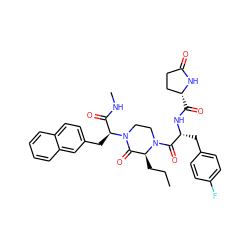 CCC[C@H]1C(=O)N([C@@H](Cc2ccc3ccccc3c2)C(=O)NC)CCN1C(=O)[C@@H](Cc1ccc(F)cc1)NC(=O)[C@@H]1CCC(=O)N1 ZINC000042835638