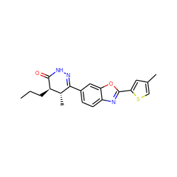 CCC[C@H]1C(=O)NN=C(c2ccc3nc(-c4cc(C)cs4)oc3c2)[C@@H]1C ZINC000168944769