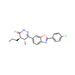 CCC[C@H]1C(=O)NN=C(c2ccc3nc(-c4ccc(Cl)cc4)oc3c2)[C@@H]1C ZINC000139353527