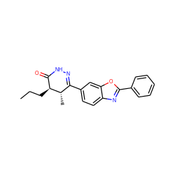 CCC[C@H]1C(=O)NN=C(c2ccc3nc(-c4ccccc4)oc3c2)[C@@H]1C ZINC000168468766