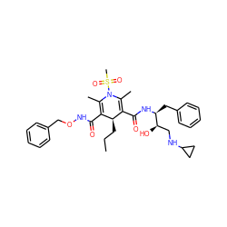 CCC[C@H]1C(C(=O)NOCc2ccccc2)=C(C)N(S(C)(=O)=O)C(C)=C1C(=O)N[C@@H](Cc1ccccc1)[C@H](O)CNC1CC1 ZINC000049853490