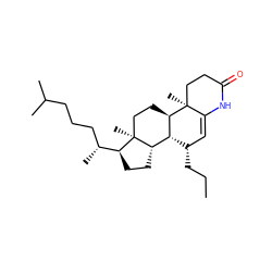 CCC[C@H]1C=C2NC(=O)CC[C@]2(C)[C@@H]2CC[C@]3(C)[C@H]([C@H](C)CCCC(C)C)CC[C@H]3[C@@H]12 ZINC000253638684