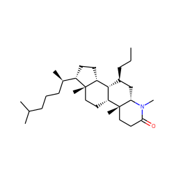 CCC[C@H]1C[C@@H]2N(C)C(=O)CC[C@]2(C)[C@@H]2CC[C@]3(C)[C@H]([C@H](C)CCCC(C)C)CC[C@@H]3[C@H]12 ZINC000253642430