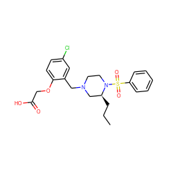 CCC[C@H]1CN(Cc2cc(Cl)ccc2OCC(=O)O)CCN1S(=O)(=O)c1ccccc1 ZINC000035902872