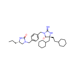 CCC[C@H]1CN(Cc2ccc(CN3C(=N)N[C@](CCC4CCCCC4)(CC4CCCCC4)C3=O)cc2)C(=O)N1 ZINC000045320343