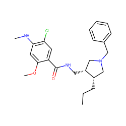 CCC[C@H]1CN(Cc2ccccc2)C[C@H]1CNC(=O)c1cc(Cl)c(NC)cc1OC ZINC000027983095