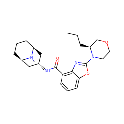 CCC[C@H]1COCCN1c1nc2c(C(=O)N[C@H]3C[C@@H]4CCC[C@H](C3)N4C)cccc2o1 ZINC000103265304