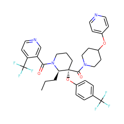CCC[C@H]1N(C(=O)c2cnccc2C(F)(F)F)CCC[C@@]1(Oc1ccc(C(F)(F)F)cc1)C(=O)N1CCC(Oc2ccncc2)CC1 ZINC000165551851