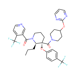 CCC[C@H]1N(C(=O)c2cnccc2C(F)(F)F)CCC[C@@]1(Oc1ccc(C(F)(F)F)cc1)C(=O)N1CCC(Oc2ncccn2)CC1 ZINC000165502698