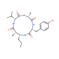 CCC[C@H]1NC(=O)[C@@H](Cc2ccc(O)cc2)NC(=O)[C@@H](C)NC(=O)[C@@H](C(C)C)NC(=O)[C@H]1C ZINC000473117704