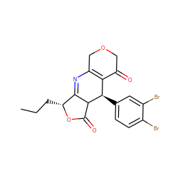 CCC[C@H]1OC(=O)C2C1=NC1=C(C(=O)COC1)[C@H]2c1ccc(Br)c(Br)c1 ZINC000040568454