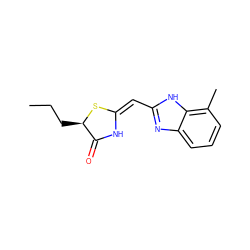 CCC[C@H]1S/C(=C/c2nc3cccc(C)c3[nH]2)NC1=O ZINC000103234173