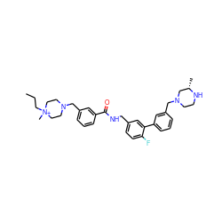 CCC[N+]1(C)CCN(Cc2cccc(C(=O)NCc3ccc(F)c(-c4cccc(CN5CCN[C@@H](C)C5)c4)c3)c2)CC1 ZINC000042967317