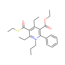 CCC[n+]1c(CC)c(C(=O)SCC)c(CC)c(C(=O)OCC)c1-c1ccccc1 ZINC000013801275