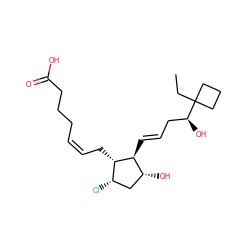 CCC1([C@@H](O)C/C=C/[C@H]2[C@H](O)C[C@H](Cl)[C@@H]2C/C=C\CCCC(=O)O)CCC1 ZINC000013837207