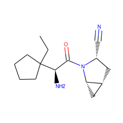 CCC1([C@H](N)C(=O)N2[C@H](C#N)C[C@@H]3C[C@@H]32)CCCC1 ZINC000013648749