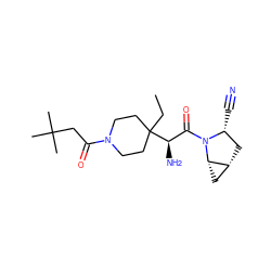 CCC1([C@H](N)C(=O)N2[C@H](C#N)C[C@@H]3C[C@@H]32)CCN(C(=O)CC(C)(C)C)CC1 ZINC000067998077