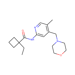 CCC1(C(=O)Nc2cc(CN3CCOCC3)c(C)cn2)CCC1 ZINC000045288851