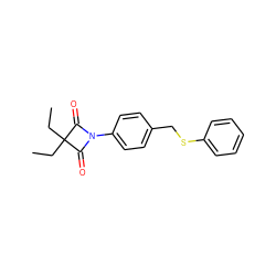 CCC1(CC)C(=O)N(c2ccc(CSc3ccccc3)cc2)C1=O ZINC000045245264