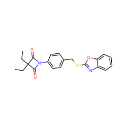 CCC1(CC)C(=O)N(c2ccc(CSc3nc4ccccc4o3)cc2)C1=O ZINC000045255854