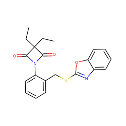 CCC1(CC)C(=O)N(c2ccccc2CSc2nc3ccccc3o2)C1=O ZINC000045316063