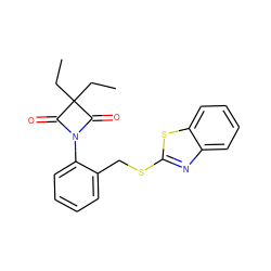 CCC1(CC)C(=O)N(c2ccccc2CSc2nc3ccccc3s2)C1=O ZINC000045316986