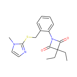 CCC1(CC)C(=O)N(c2ccccc2CSc2nccn2C)C1=O ZINC000045246067