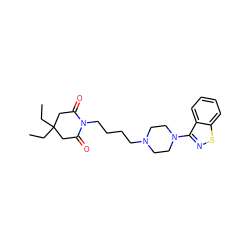 CCC1(CC)CC(=O)N(CCCCN2CCN(c3nsc4ccccc34)CC2)C(=O)C1 ZINC000027193276