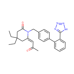 CCC1(CC)CC(=O)N(Cc2ccc(-c3ccccc3-c3nnn[nH]3)cc2)/C(=C/C(C)=O)C1 ZINC000029471759