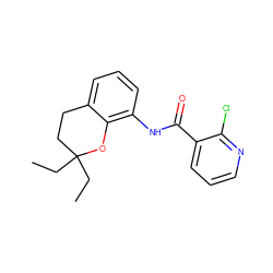 CCC1(CC)CCc2cccc(NC(=O)c3cccnc3Cl)c2O1 ZINC000103185801