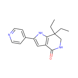 CCC1(CC)CNC(=O)c2cc(-c3ccncc3)[nH]c21 ZINC000034639852